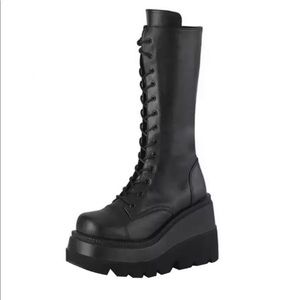 Black chunky platform boots